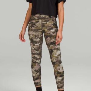 NWT $128 Lululemon Power Thru HR Tight 25" Heritage Camo Wash Juniper Green